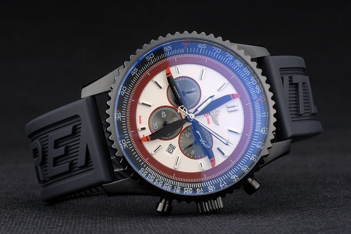Bracelet en caoutchouc noir Beige Breitling Cadran Chronographe 80183-2