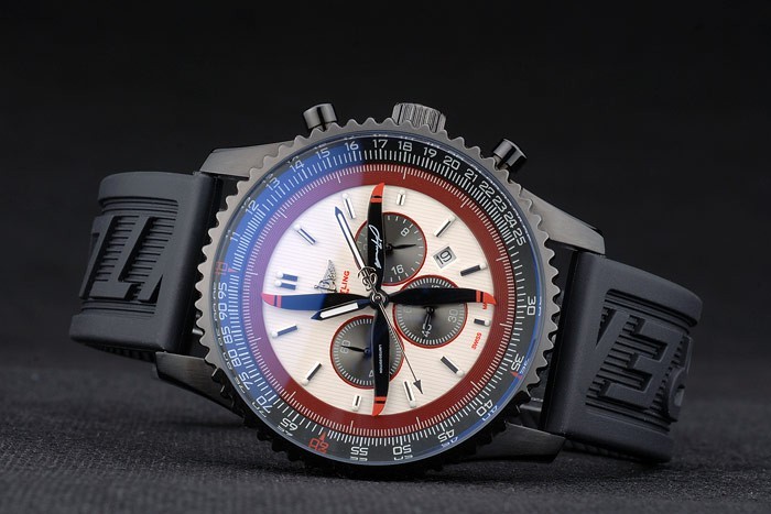 Bracelet en caoutchouc noir Beige Breitling Cadran Chronographe 80183-3