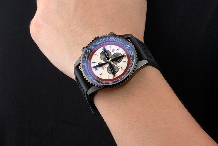 Bracelet en caoutchouc noir Beige Breitling Cadran Chronographe 80183-7