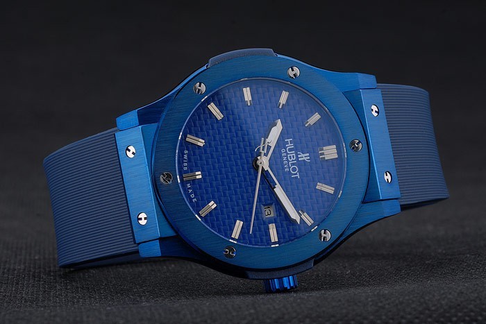 Hublot Big Bang Bleu Bracelet Caoutchouc Bleu Checkered Dial 80198-2