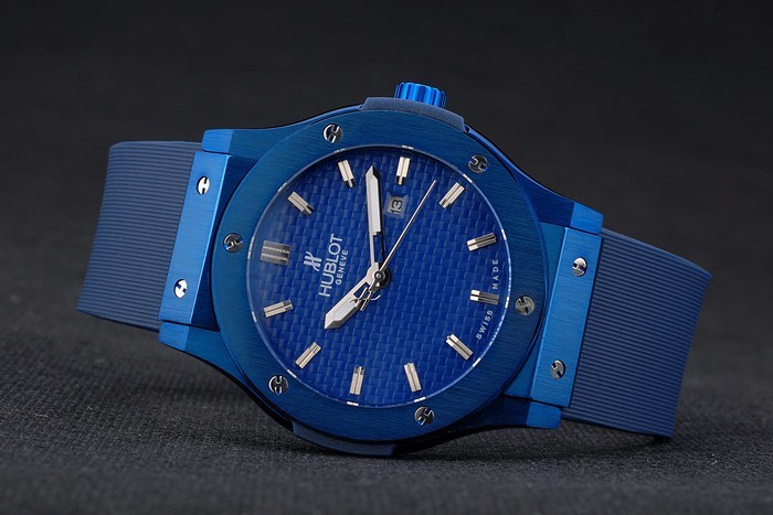 Hublot Big Bang Bleu Bracelet Caoutchouc Bleu Checkered Dial 80198-3
