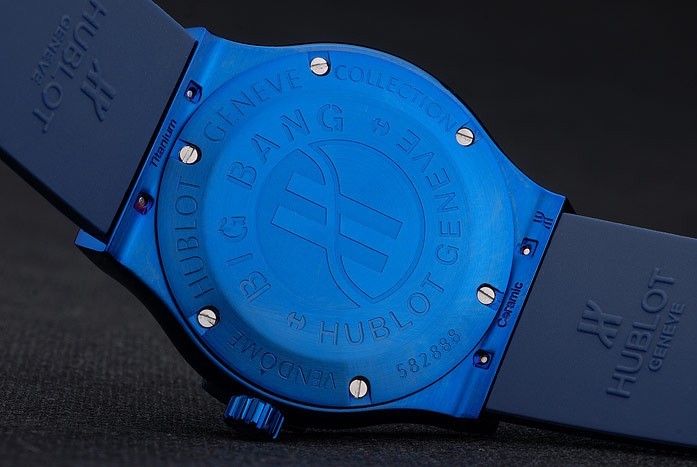 Hublot Big Bang Bleu Bracelet Caoutchouc Bleu Checkered Dial 80198-6