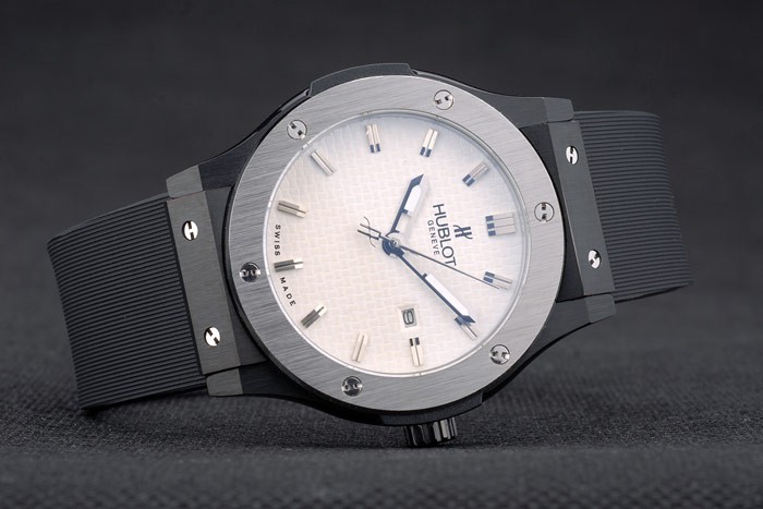 Hublot Big Bang bracelet en caoutchouc noir blanc Checkered Dial 80201-2