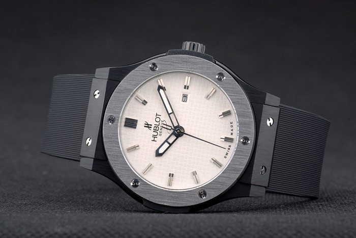 Hublot Big Bang bracelet en caoutchouc noir blanc Checkered Dial 80201-3