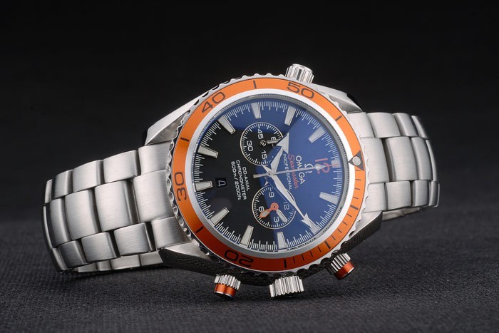 Omega Seamaster Planet Ocean orange Tachymeter cadran noir bracelet en acier inoxydable 80241-3