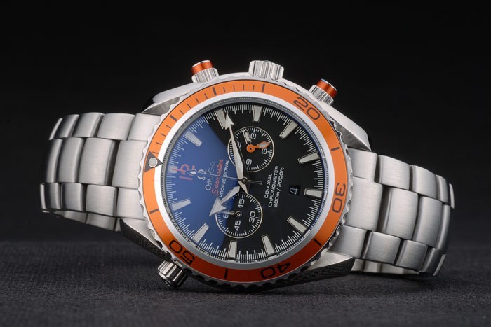 Omega Seamaster Planet Ocean orange Tachymeter cadran noir bracelet en acier inoxydable 80241-4