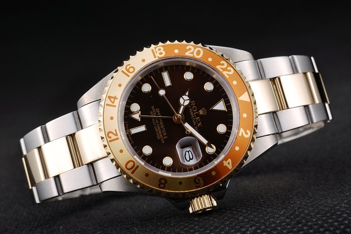 Rolex GMT Master II Or coloré Céramique Bezel Brown Dial Tachymeter-2