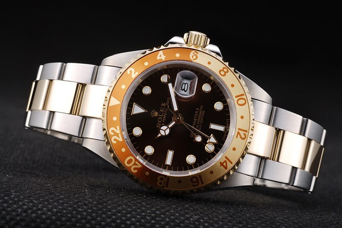 Rolex GMT Master II Or coloré Céramique Bezel Brown Dial Tachymeter-3