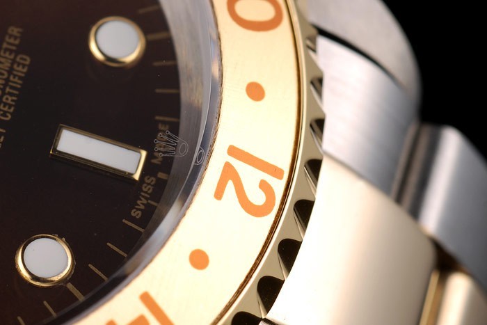 Rolex GMT Master II Or coloré Céramique Bezel Brown Dial Tachymeter-8