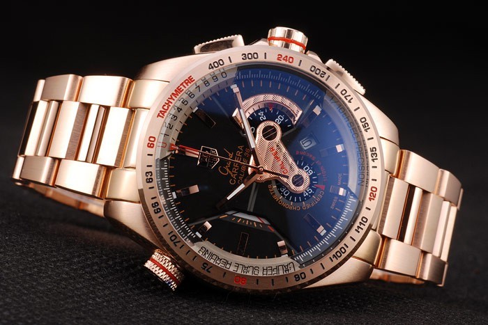 Tag Heuer Carrera Or Rose Cadran Noir-4